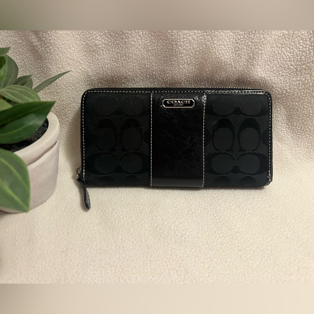 Coach Black Leather Bag with Silver Details